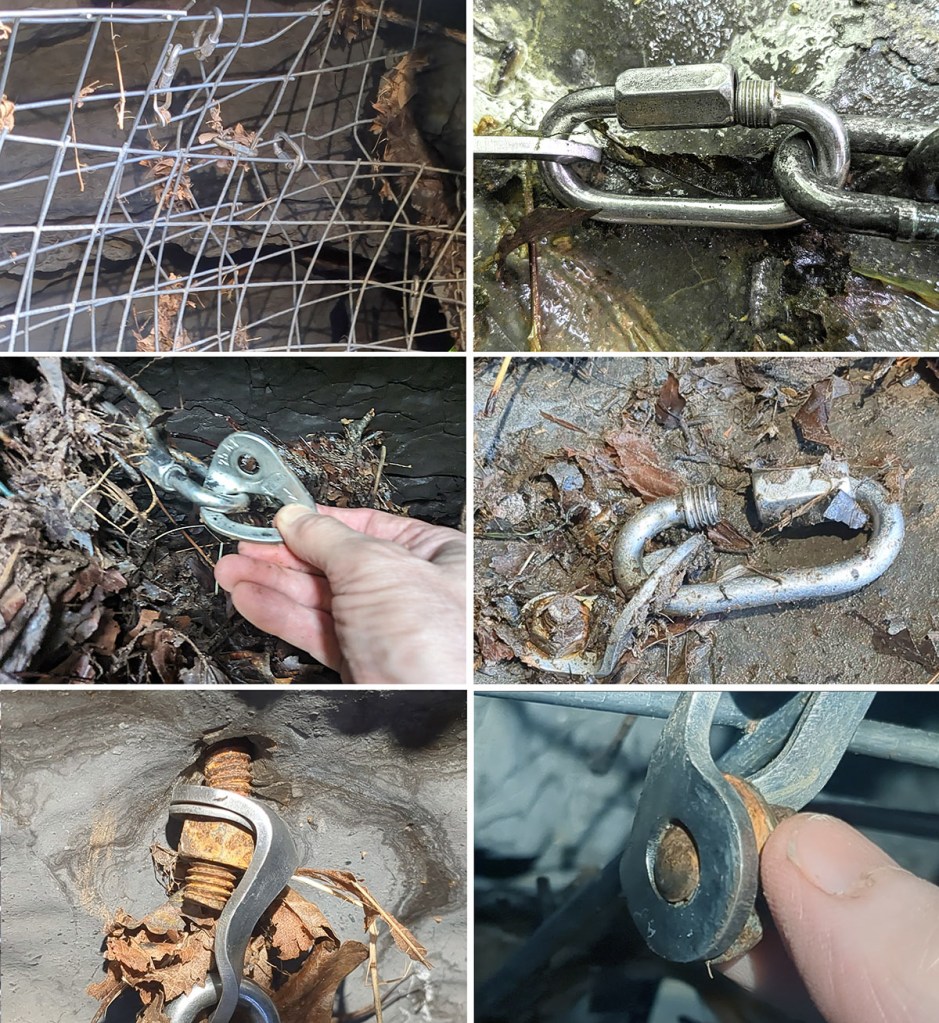 Cave gate hardware damage